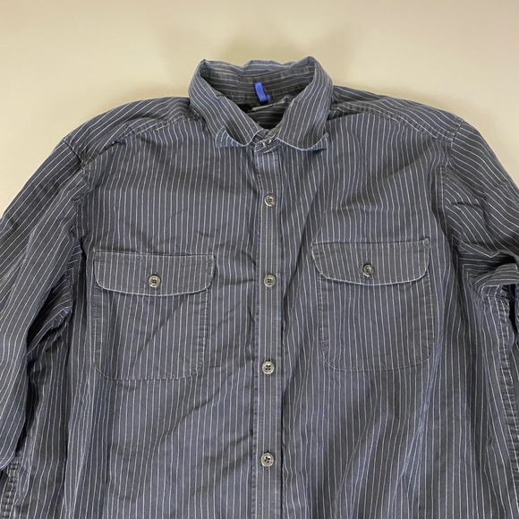 Kenneth Cole REACTION Button Down Shirt Men's‎ Large Gray Striped 100% Cotton - Picture 2 of 12